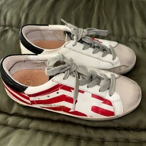 Golden Goose Kids' Red and White Sneakers